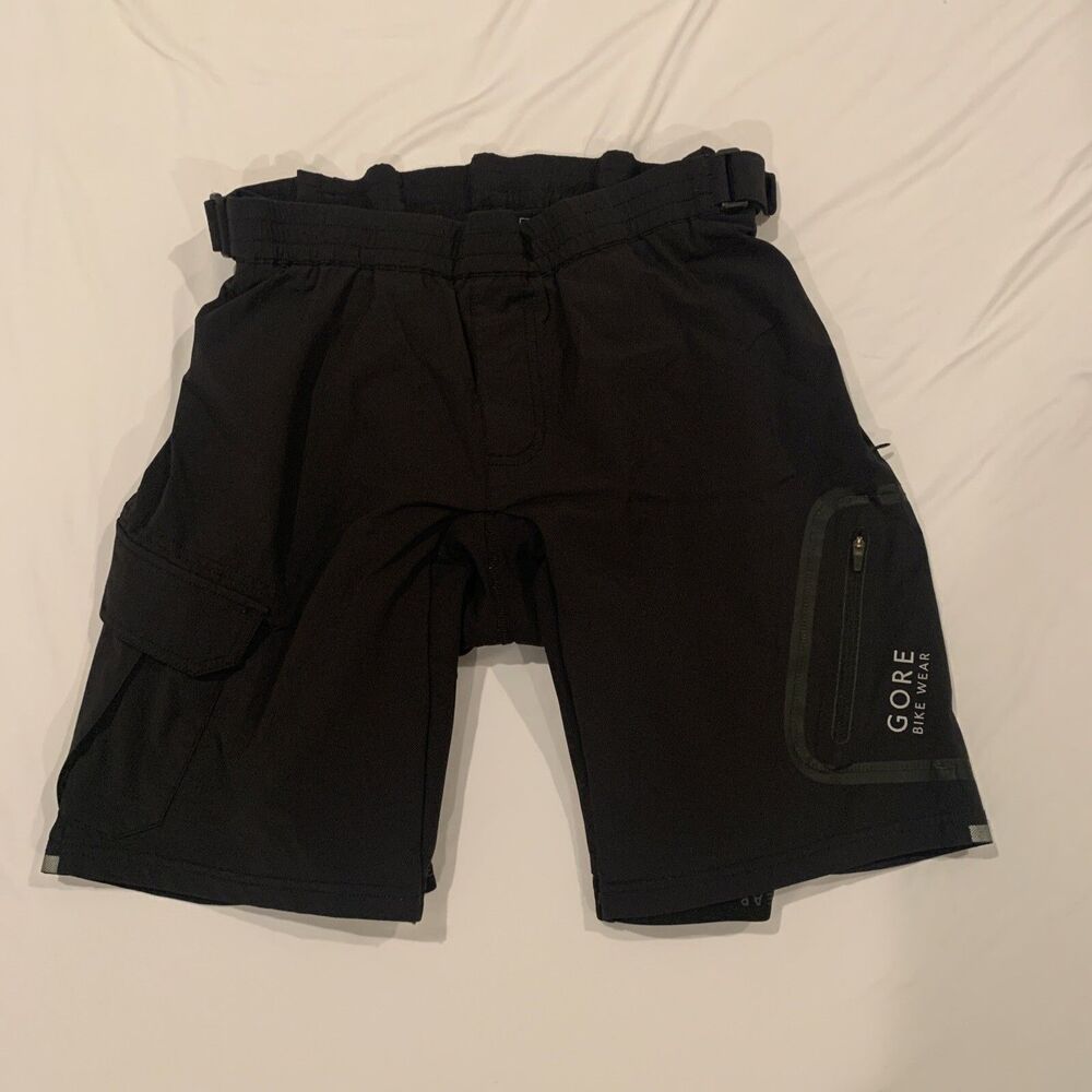 GORE BIKE WEAR Men's Sz M Black Nylon Hybrid Padded Cycling Bike Cargo Shorts